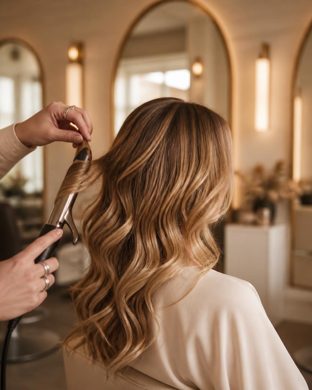 Haar wordt gestyled met een krultang bij HAIR by Iris